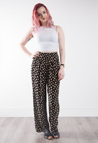 90'S RETRO PATTERNED LOOSE FIT TROUSERS