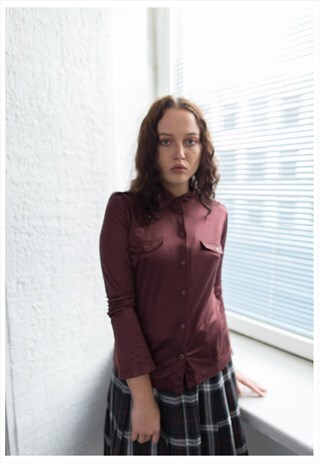 VINTAGE 70'S BROWN SHIMMERING SHIRT
