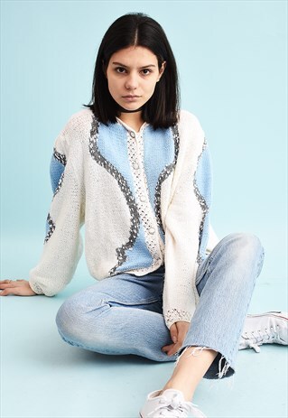 80'S RETRO NEUTRAL MOMS KNIT CARDIGAN
