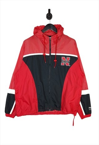MEN'S 90'S LOGO 7 NEBRASKA HUSKIES WINDBREAKER RED SIZE XL
