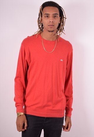 LACOSTE MENS VINTAGE JUMPER SWEATER LARGE RED 90S