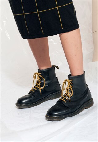 VINTAGE MARTENS BOOTS 90S MADE IN ENGLAND BLACK LEATHER