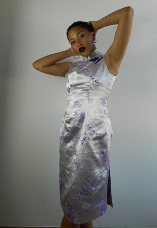 PURPLE SATIN CHINESE DRESS
