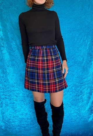 VINTAGE WOOL CHECKED MINI SKIRT