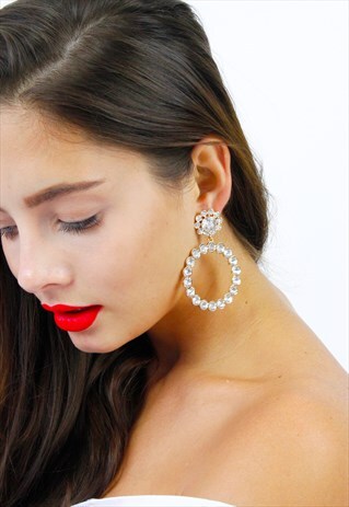 GOLD DIAMANTE HOOP EARRINGS