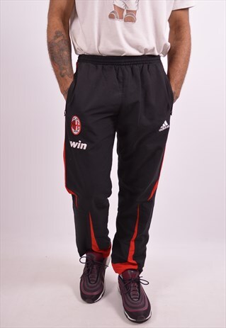 ADIDAS VINTAGE A.C.MILAN TRACKSUIT TROUSERS SMALL BLACK 90S