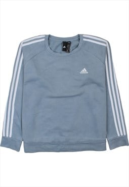 Vintage 90's Adidas Sweatshirt Striped Sleeves Crew Neck