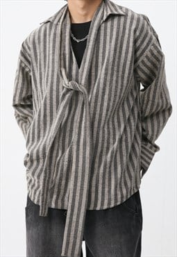 Men's striped shirt with tie S VOL.2