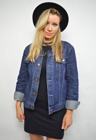 VINTAGE 90S LEVI'S DARK BLUE WASH DENIM JACKET GRUNGE ROCKER