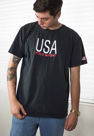VINTAGE POLO SPORT RALPH LAUREN T-SHIRT LOGO 90S L 6.7