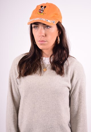DISNEY WOMENS VINTAGE MICKEY CAP ONE SIZE ORANGE 90'S