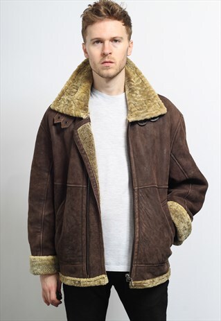 VINTAGE SUEDE AVIATOR FLEECE JACKET
