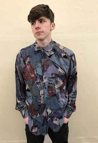 90S VINTAGE CLUB D'AMINGO PATTERNED FESTIVAL SHIRT
