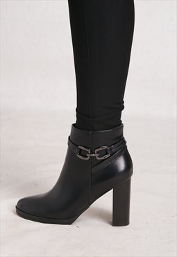 Black High Heel Zipper Boots
