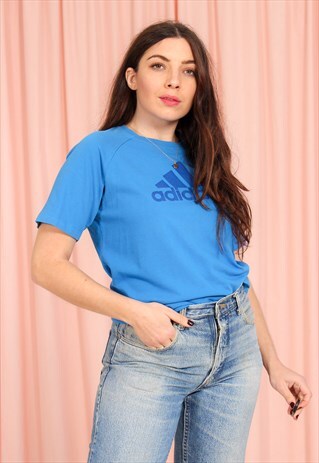 VINTAGE 90S ADIDAS BLUE OVERSIZED T-SHIRT