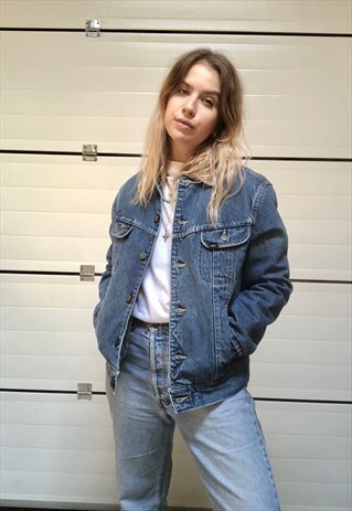 80S LEE VINTAGE DENIM JACKET WITH PLAID LINING