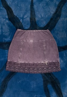 Vintage Y2K Whimsigoth Mini Skirt in Purple