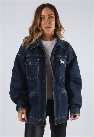 VINTAGE DENIM JACKET OVERSIZED ROCAWEAR UK 18 XXL (E1B)