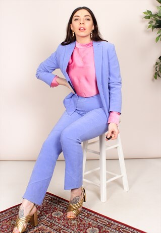 VINTAGE 90S LILAC FAUX SUEDE TROUSER SUIT