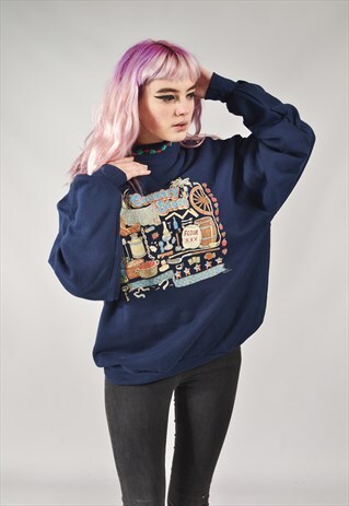 VINTAGE COUNTRY STORE SWEATSHIRT NAVY BLUE