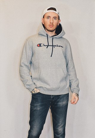 VINTAGE CHAMPION GREY SPELL OUT HOODIE
