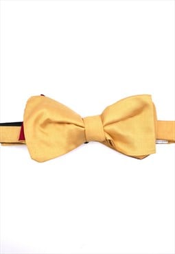 Gold Silk Satin Reworked Vintage Fabric Bow Tie