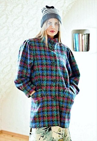 COLORFUL CHECKED VINTAGE COAT