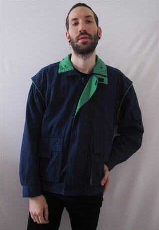 VINTAGE GABICCI DARK BLUE ZIPPER JACKET MINIMAL