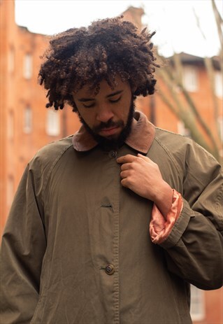 VINTAGE 90S MULBERRY TRENCH COAT IN FOREST GREEN