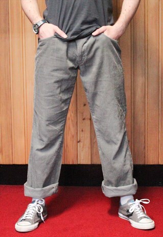 VINTAGE 1990S GREY RALPH LAUREN CORD TROUSERS