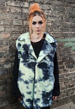 Camo fleece gilet handmade sleeveless abstract vest jacket