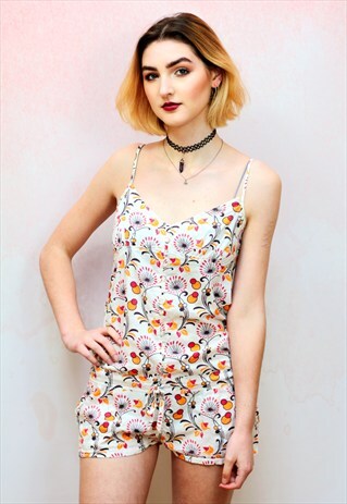 1960S VINTAGE RARE ORANGE PRINT SUMMER PLAYSUIT