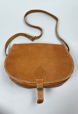 70's Vintage Bag Ladies Brown Hippy Folk Saddle Handbag