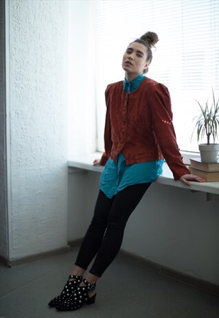VINAGE 80'S RED/BROWN SUEDE JACKET