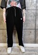 THREE STRIPE VELVET JOGGERS BUTTERFLY CLIP ON OVERALLS BLACK
