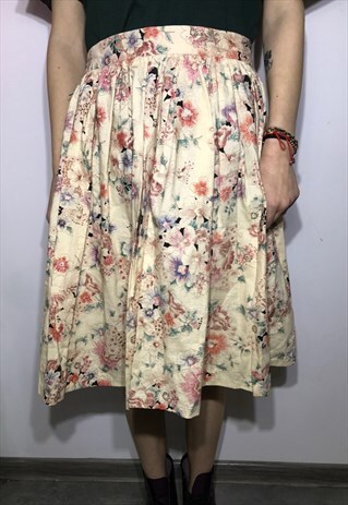 VINTAGE 90' BEAUTIFUL COOL FLOWER PRINTED SUMMER SKIRT