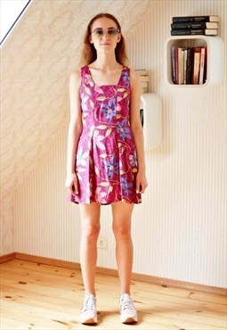 Short purple floral summer dress
