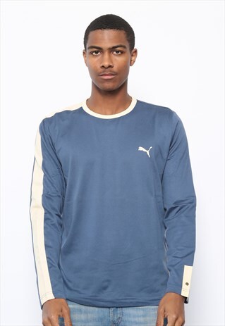 VINTAGE PUMA LOGO LONG SLEEVE T-SHIRT BLUE