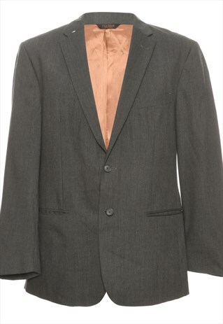 VINTAGE DARK GREY SINGLE BREASTED BLAZER - M