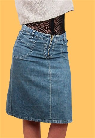 STRENESSE GABRIELE STREHLE VINTAGE DENIM MIDI SKIRT