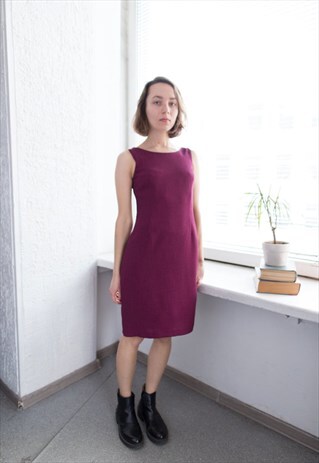 VINTAGE 80'S PURPLE MINI PINAFORE DRESS