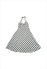 Vintage Y2K Halter Neck Dress Polka Dot Pattern Medium