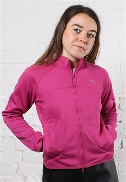 Vintage Puma Jacket in Pink with Full Zip Size 12