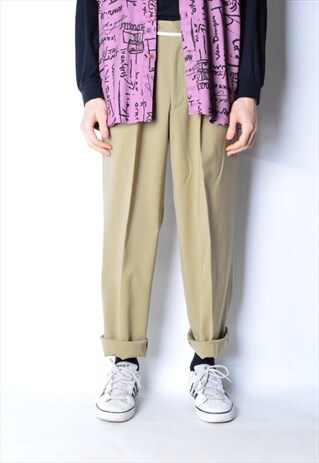 VINTAGE 90S BEIGE CAMEL MINIMALIST PANTS