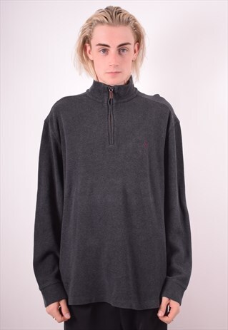 POLO RALPH LAUREN MENS VINTAGE JUMPER SWEATER LARGE GREY 90S