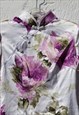VINTAGE CHINESE STYLE FLORAL SATIN WHITE/LAVENDER DRESS