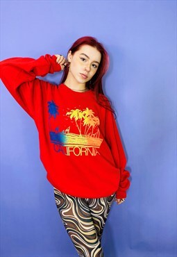 Vintage 90s California Graphic Red Sweatshirt