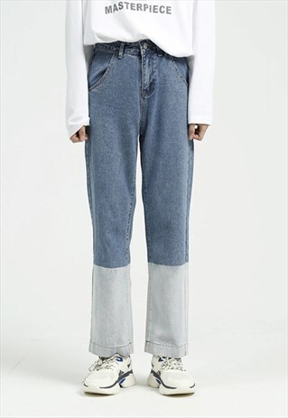 KALODIS MEN'S CONTRASTING LOOSE STRAIGHT JEANS