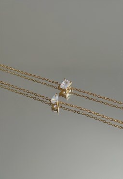 LUNAE Gold Crystal Dainty Bracelet Stack Set of 2