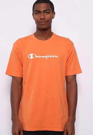 VINTAGE CHAMPION BIG LOGO SPELLOUT T-SHIRT ORANGE